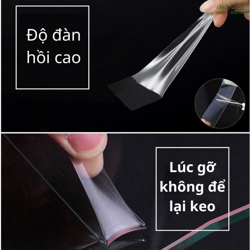 Băng Dính 2 Mặt Nano Trong Suốt Băng Dính 2 Mặt Siêu Dính Dán Cố Định Đồ Vật Không Thấm Nước Có Thể Tái Sử Dụng