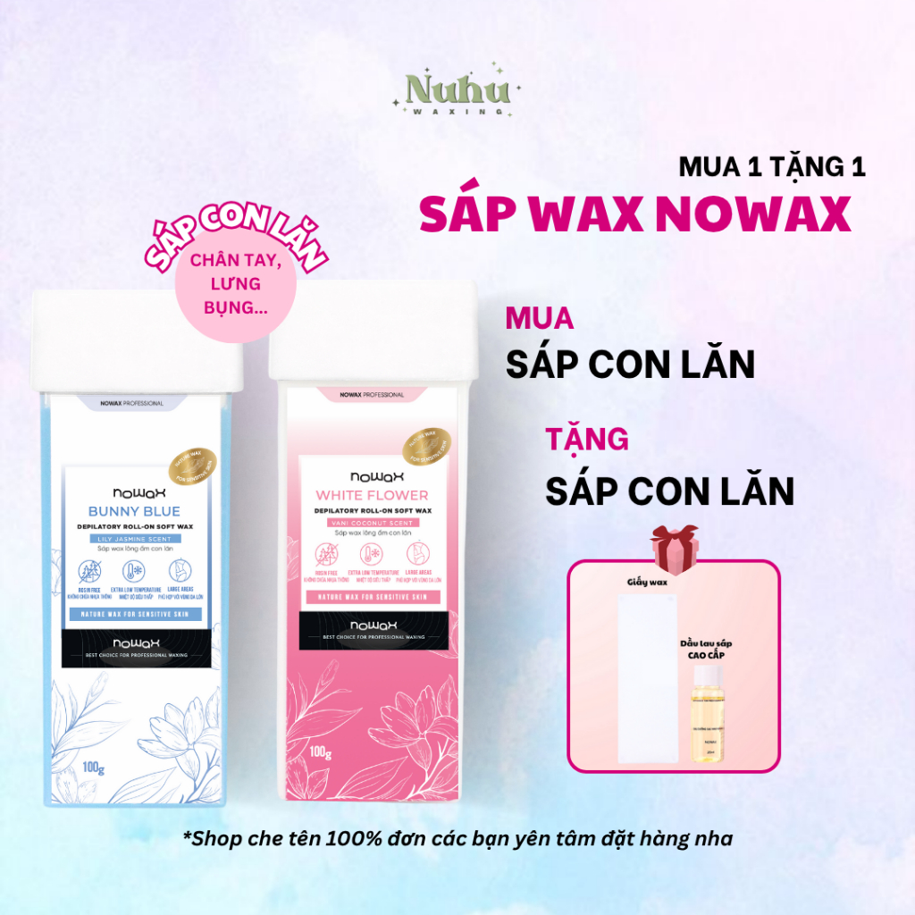 (MUA 1 TẶNG 1) Sáp wax lông con lăn Nowax kèm dụng cụ - dành cho waxing ...
