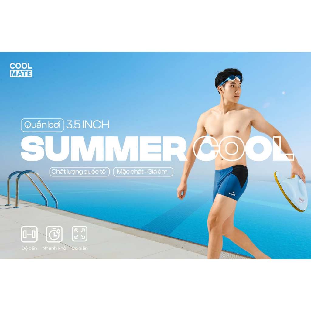 [TẶNG KHĂN]Quần Bơi nam Summer Cool 3.5 inch chống bám nước, bền màu, chống UV,đồ bơi nam,đồ thể thao đi biển Coolmate