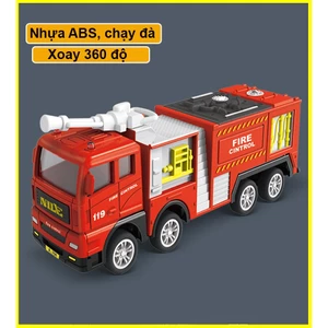 Đồ chơi xe cứu hỏa chở nước bằng nhựa ABS, chạy đà quán tính, xoay 360 độ, giúp bé nhận biết xe, kích thước lớn