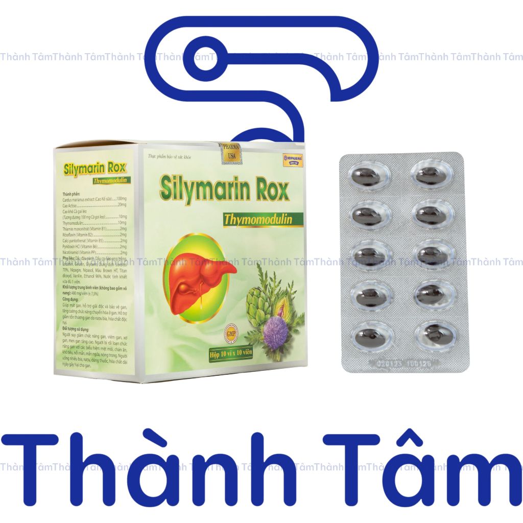 Viên uống Silymarin Rox Xanh hỗ trợ bổ gan, thải độc gan, mát gan Hộp 100 Viên