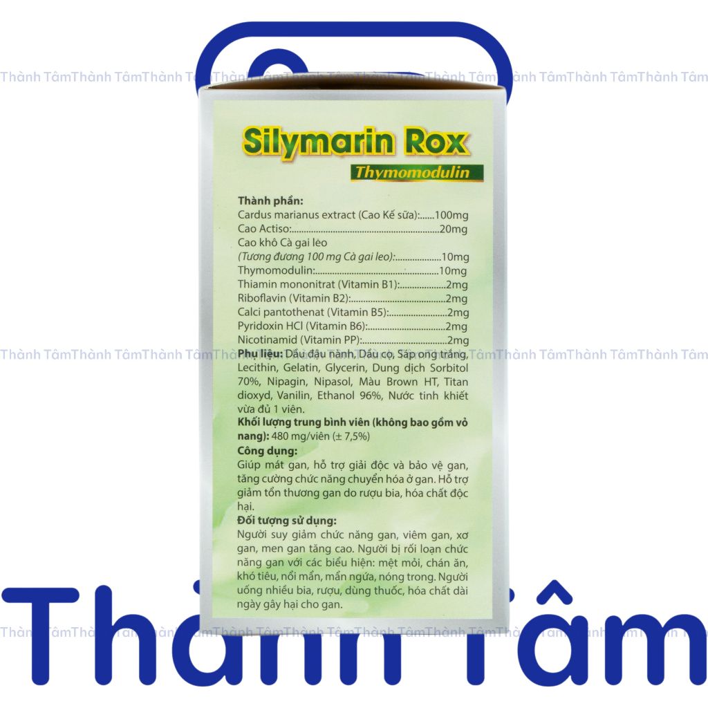 Viên uống Silymarin Rox Xanh hỗ trợ bổ gan, thải độc gan, mát gan Hộp 100 Viên
