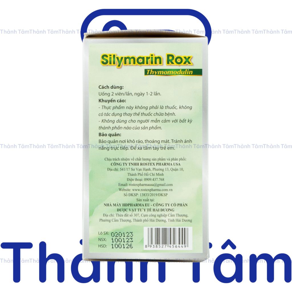Viên uống Silymarin Rox Xanh hỗ trợ bổ gan, thải độc gan, mát gan Hộp 100 Viên