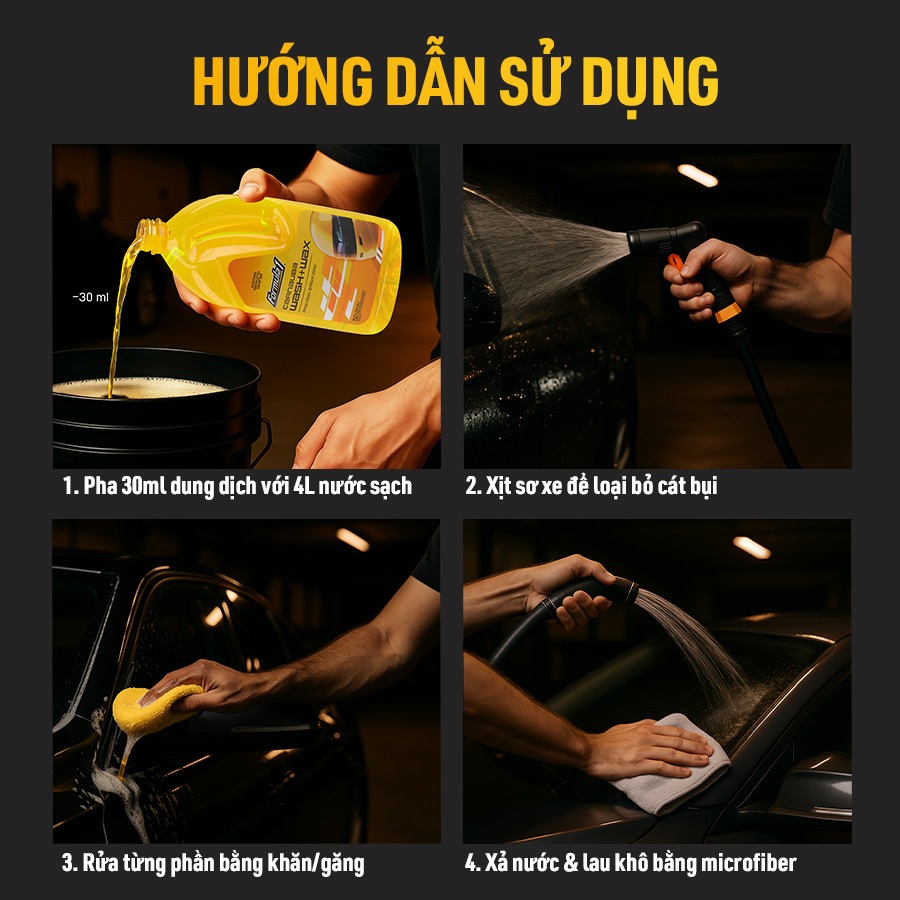 Nước Rửa Xe Phủ Bóng Carnauba Wax FORMULA 1 615032 1.9L Đậm Đặc Sáng Bóng Cho Nhiều Dòng Xe Ô Tô Xe Tải Xe Máy