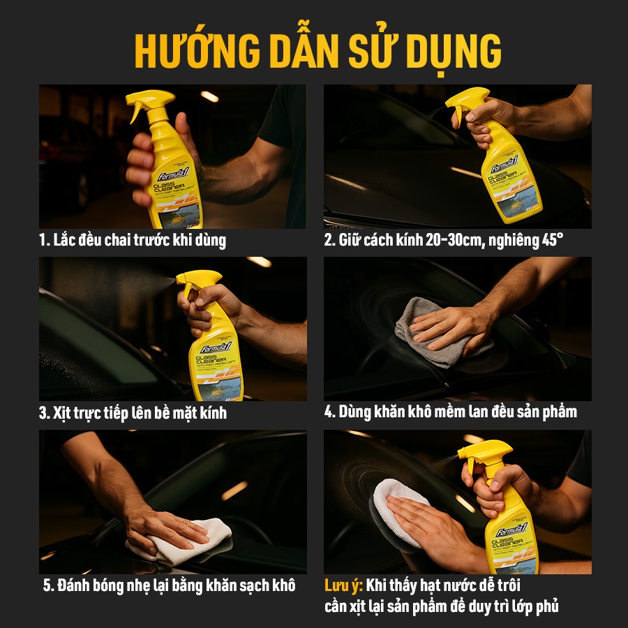Nước Rửa Kính Xe Chống Bám Nước Dạng Xịt FORMULA 1 615817 680ml Có Hiệu Ấn Lá Sen Chống Động Nước Trên Kính Xe Ô Tô