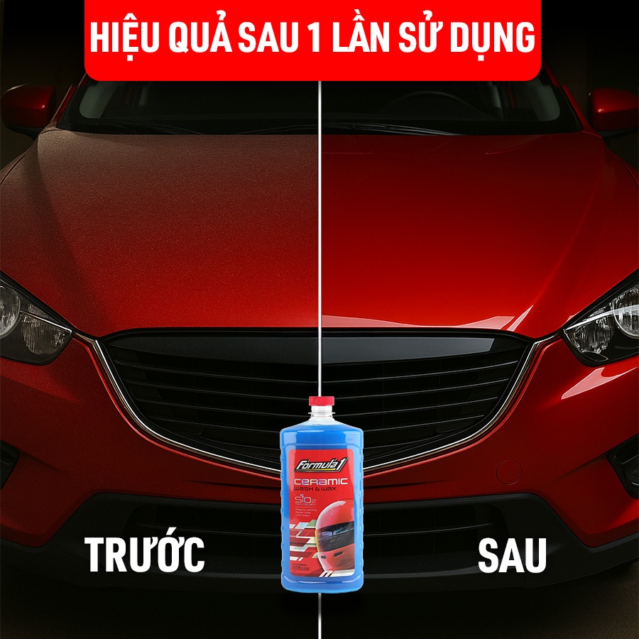 Nước Rửa Xe Ô Tô Xe Tải Xe Máy Đặm Đặc Phủ Ceramic SiO2 FORMULA 1 617700 946ml 2 Trong 1 Rửa & Phủ Bóng Chống Tia UV