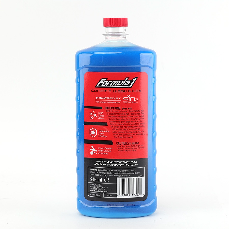 Nước Rửa Xe Ô Tô Xe Tải Xe Máy Đặm Đặc Phủ Ceramic SiO2 FORMULA 1 617700 946ml 2 Trong 1 Rửa & Phủ Bóng Chống Tia UV