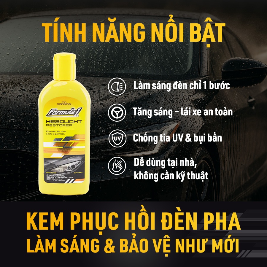 Kem Làm Sáng Đèn Xe FORMULA 1 615874 237ml Phục Hồi & Bảo Vệ Đèn Phù Hợp Cho Nhiều Dòng Xe Ô Tô Xe Hơi Xe Tải Xe Máy