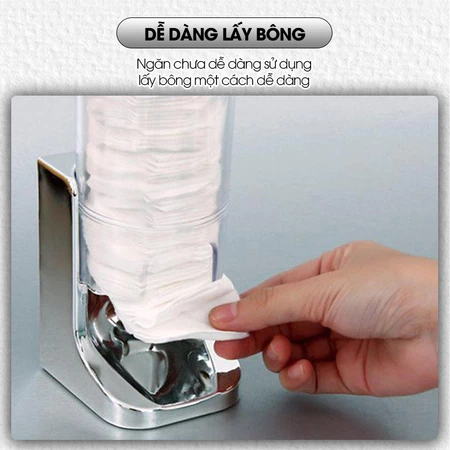 Hộp đựng bông tẩy trang dán tường - Ống đựng bông tẩy trang trong suốt, chống bụi, tiện lợi