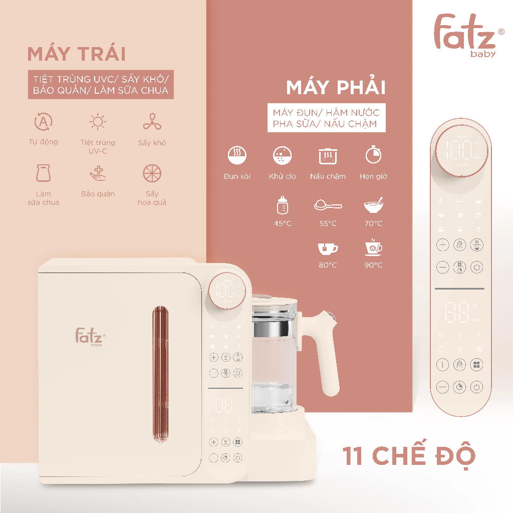 Máy đa năng điện tử tiệt trùng UVC LED Sấy khô Đun hâm nước Fatz Baby Multi-King 2 - Multi-King 3 - Multi-King 4 BH 12th