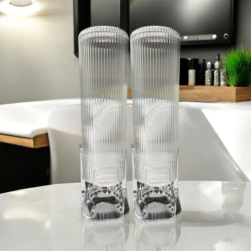 Hộp đựng bông tẩy trang dán tường - Ống đựng bông tẩy trang trong suốt, chống bụi, tiện lợi