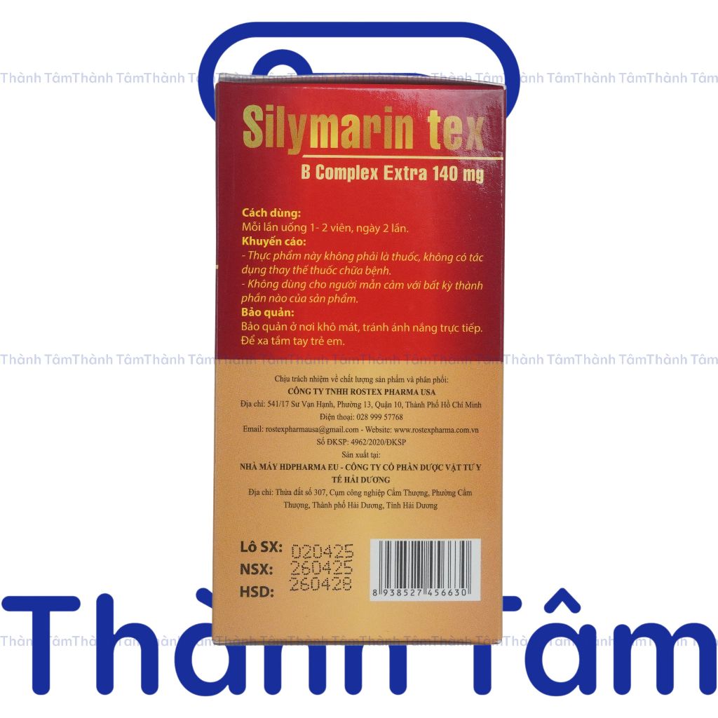 (Đỏ) Viên uống SILYMARIN TEX ĐỎ 100V tốt cho gan, bồi bổ gan, bảo vệ và giải độc gan, làm mát gan