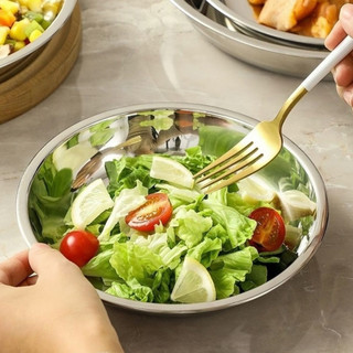 Đĩa inox Cao Cấp trơn kiểu Hàn Quốc 18CM - 30CM Chubby Chef dùng được trên bếp từ An toàn sức khỏe