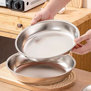 Đĩa inox Cao Cấp trơn kiểu Hàn Quốc 18CM - 30CM Chubby Chef dùng được trên bếp từ An toàn sức khỏe