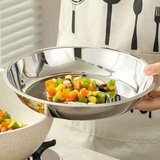 Đĩa inox Cao Cấp trơn kiểu Hàn Quốc 18CM - 30CM Chubby Chef dùng được trên bếp từ An toàn sức khỏe