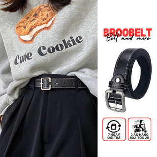 Thắt lưng nữ Ulzzang mặt vuông đơn giản, dây nịt học sinh unisex thời trang Broobelt bản 2.8cm