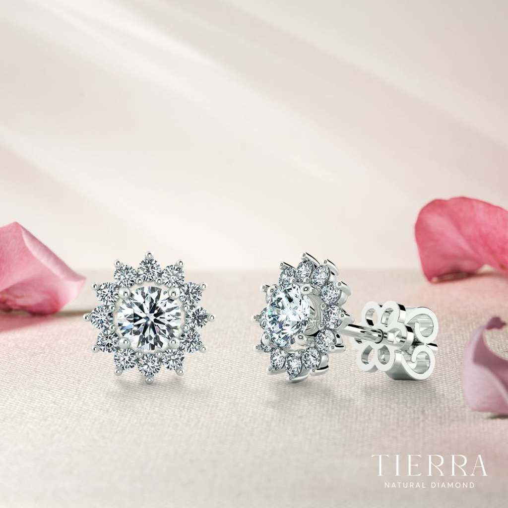 [CHAT TRƯỚC KHI ĐẶT] Bông Tai Tierra BTA2107, Vàng Trắng 14K, Đính Tấm CZ, Mảnh Ghép Hoàn Hảo Cho Nàng Thanh Lịch