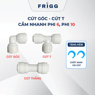 Cút góc và cút T, cút thẳng phi 6, phi 10 nối nhanh 2 đầu dùng cho tất cả các dòng máy lọc nước