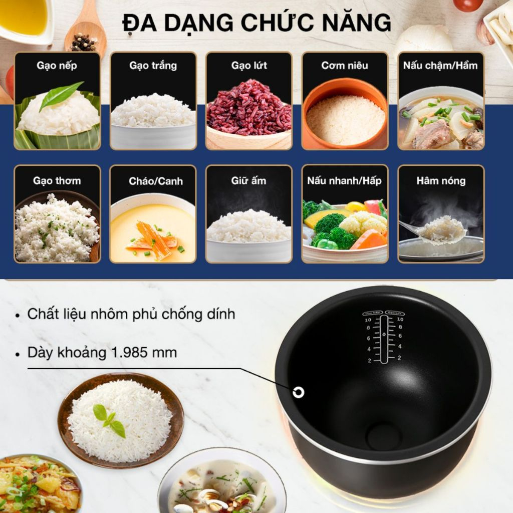 Nồi cơm điện tử Tefal RK736B68 1.8L - 750W - Công nghệ Fuzzy Logic - Bảo hành chính hãng 24 tháng