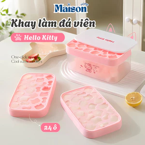 Khay Làm Đá Hello Kitty 24 Ô MAISON Có Hộp Đựng Nắp Đậy, Khuôn Silicone Làm Đá Viên, Thạch Pudding, Kẹo Dẻo