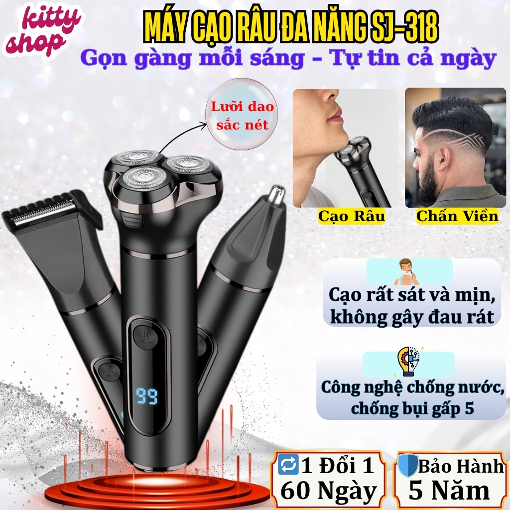 Cạo Râu VGR SJ-318, Máy Cạo Râu Khô Dành Cho Nam Cao Cấp Chống Nước Đa ...