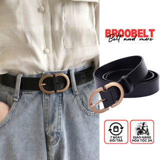 Thắt lưng da bò chữ D mặt vàng trang nhã, dây nịt da thật bản 2.8cm cho nam nữ bảo hành 1 đổi 1