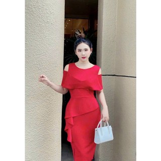 Đầm Body Thun Cotton Bẹt vai Bèo Váy [DRESSCODE] B054