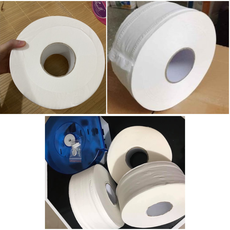 Combo 10 cuộn giấy vệ sinh công nghiệp Silkwell 700G 2 lớp có lõi, giấy vệ sinh cuộn to, 100% bột giấy tự nhiên