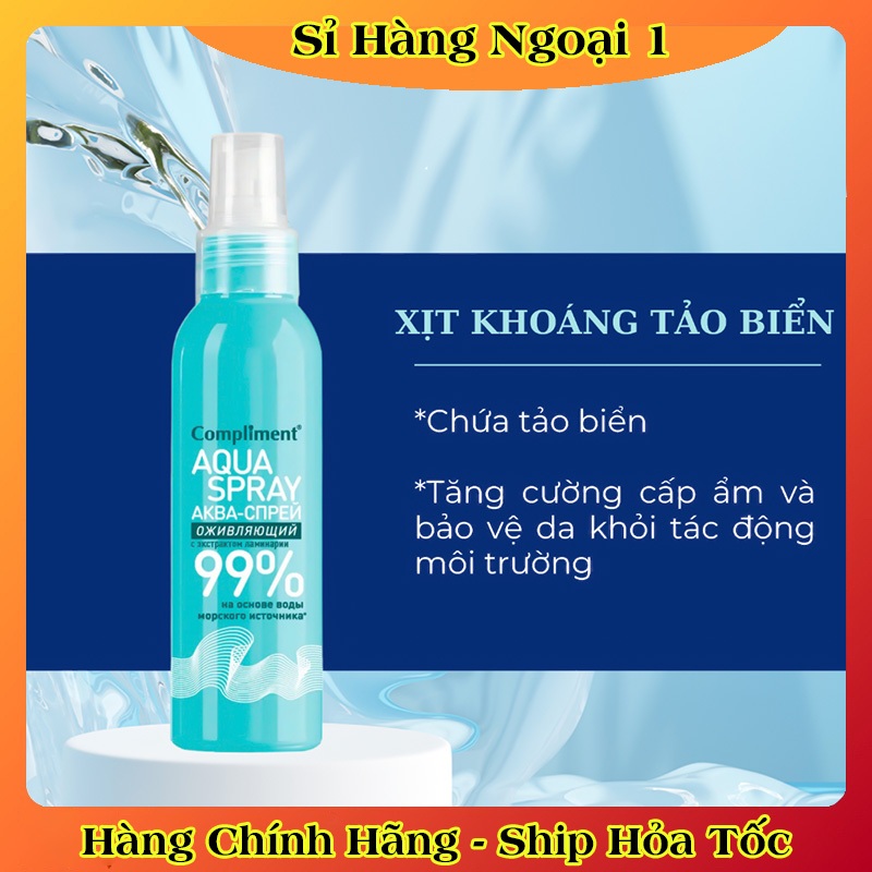 Xịt khoáng cấp ẩm làm dịu da Compliment Aqua Spray 99% 200ml của Nga