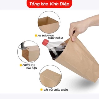 Túi Giấy Xi Măng Combo 100 Túi - Kraft Không Quai Đựng Bánh Đồ Ăn Đủ Kích Cỡ