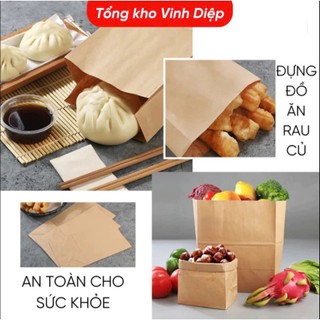 Túi Giấy Xi Măng Combo 100 Túi - Kraft Không Quai Đựng Bánh Đồ Ăn Đủ Kích Cỡ