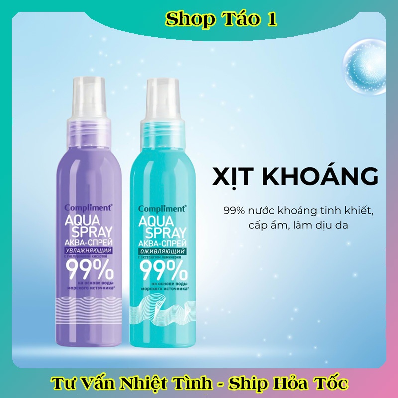 Xịt khoáng Compliment Aqua Spray 200ml, cấp ẩm tức thì, làm dịu và nuôi dưỡng làn da của Nga