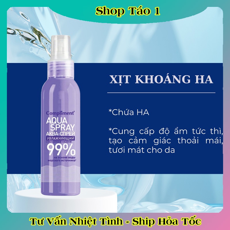 Xịt khoáng Compliment Aqua Spray 200ml, cấp ẩm tức thì, làm dịu và nuôi dưỡng làn da của Nga