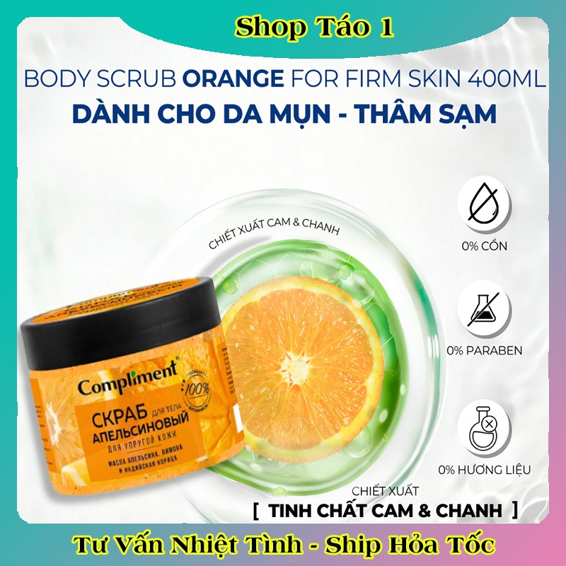 [CHÍNH HÃNG] Tẩy Da Chết Body Compliment 400ml Giúp Da Mềm Mượt, Bóng Khỏe, Sáng Mịn của Nga
