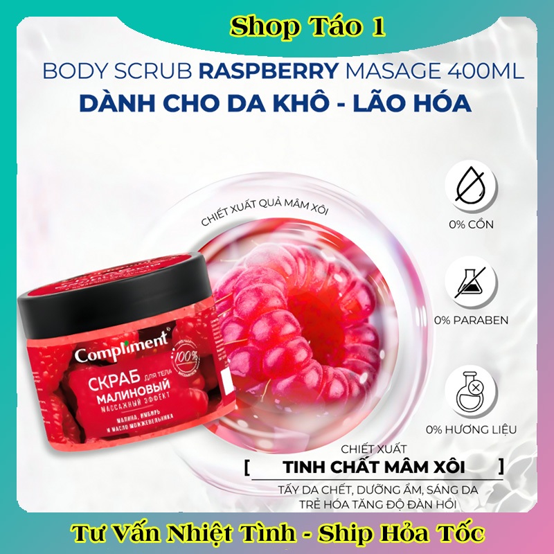 [CHÍNH HÃNG] Tẩy Da Chết Body Compliment 400ml Giúp Da Mềm Mượt, Bóng Khỏe, Sáng Mịn của Nga