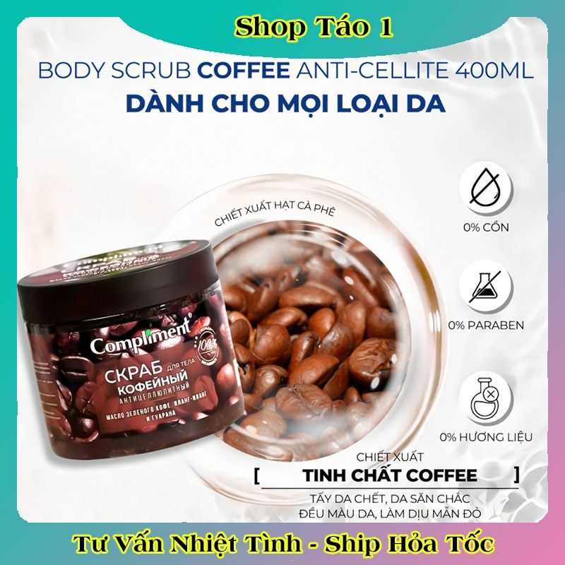 [CHÍNH HÃNG] Tẩy Da Chết Body Compliment 400ml Giúp Da Mềm Mượt, Bóng Khỏe, Sáng Mịn của Nga