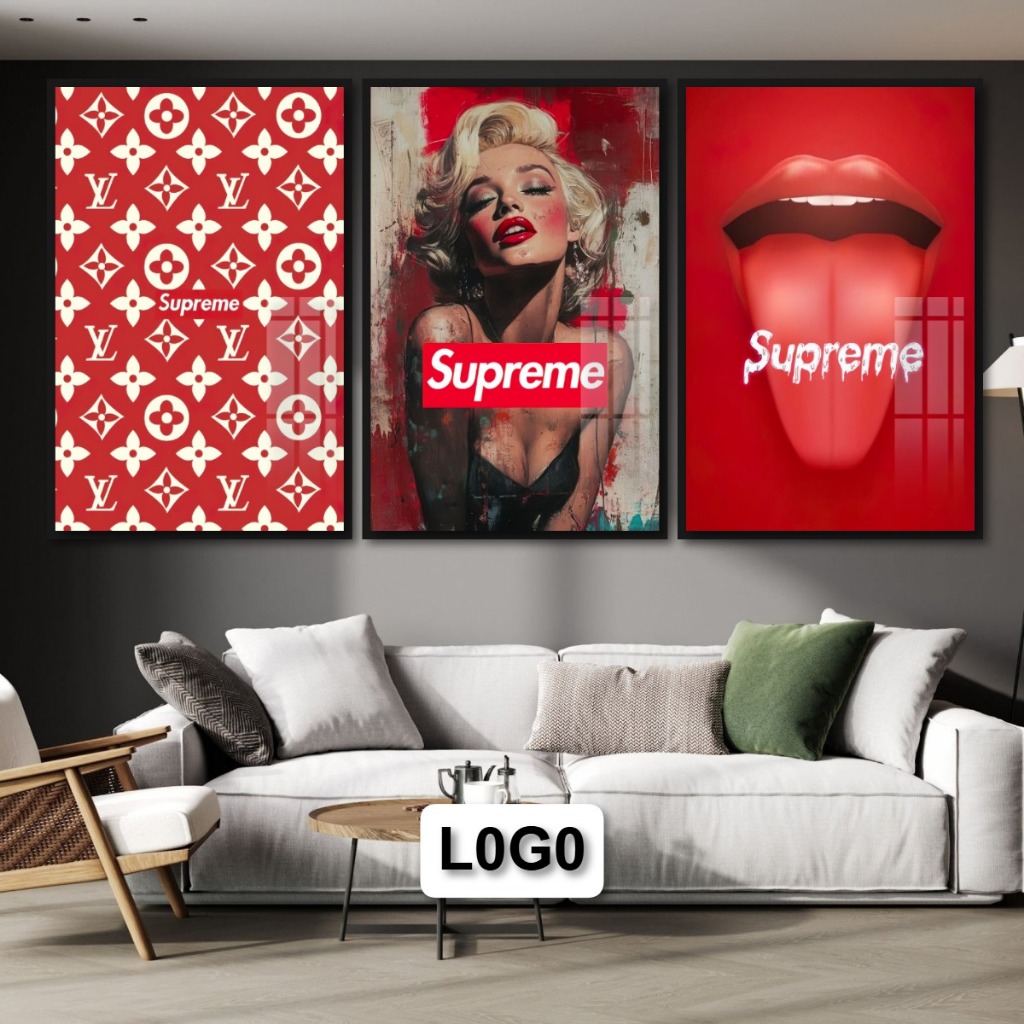 (Nhiều Mẫu) Tranh Treo Tường Logo Luxury Brand Các Thương Hiệu Thời Trang Nổi Tiếng Tráng Gương Khung Composite