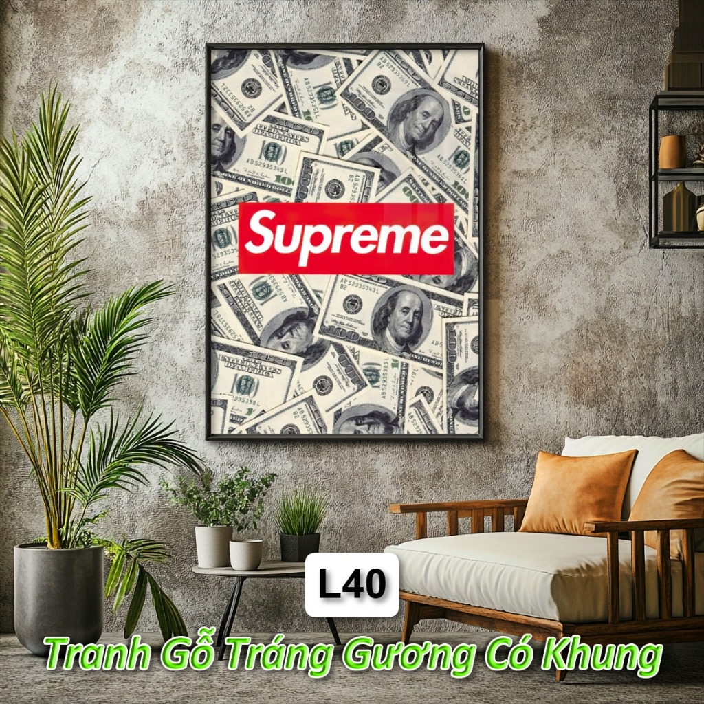 (Nhiều Mẫu) Tranh Treo Tường Logo Luxury Brand Các Thương Hiệu Thời Trang Nổi Tiếng Tráng Gương Khung Composite