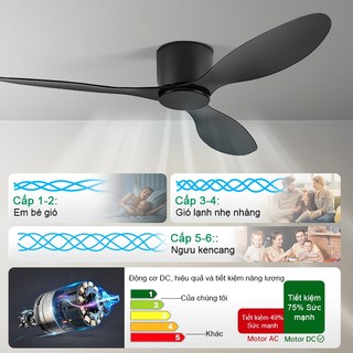 【COD】Quạt trần cổ ngắn 17cm Gogeousquạt trần trang trí phòng khách quạt trần 3 cánh
