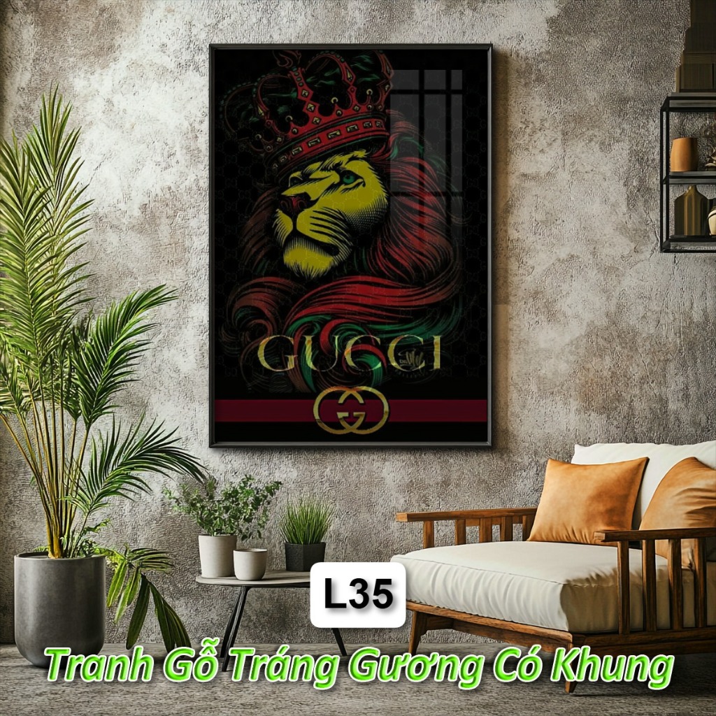 Khung Tranh Logo Luxury Brand Decor Treo Tường Phòng Khách, Trang Trí Nhà Cửa Sáng Tạo
