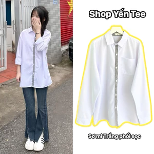 Áo sơ mi đồng phục phối sọc kẻ caro Yến Tee Shop , chất kate lon cao cấp mặc đi học #1018