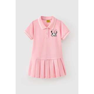 Đầm thun polo tay ngắn xếp ly thêu vỏ sò bé gái Rabity 93516