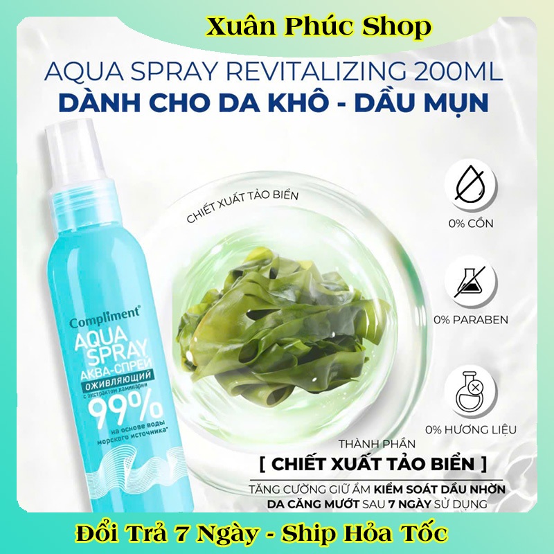 Xịt khoáng Compliment Aqua dưỡng ẩm phục hồi cân bằng da 200ml của Nga