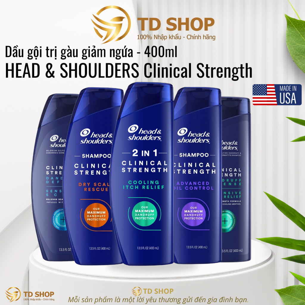 [CÓ TEM TIẾNG VIỆT] Dầu Gội Hỗ trợ Giảm Gàu Giảm ngứa HEAD & SHOULDERS Clinical strength 400ml - TD Shop