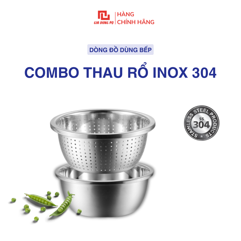 Bộ Thau Rổ Đa Năng Inox 304 Super Chef Combo Thau Rổ Dày Dặn Chống Gỉ ...