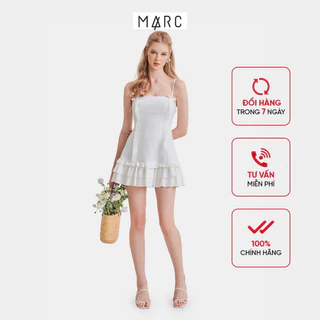 MARC FASHION Đầm Kiểu Nữ Linen 2 Dây Smocking Lưng Thân Trước Phối Bèo Đính Nơ - CBQH030625