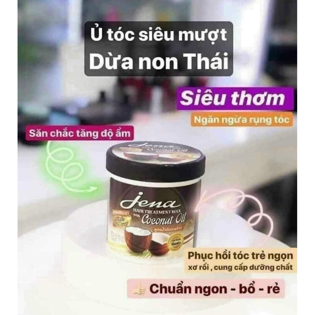 Ủ Tóc Jena Dừa Non Thái 500g – Phục Hồi Tóc Hư Tổn, Siêu Mượt, Giảm Gãy Rụng500ml