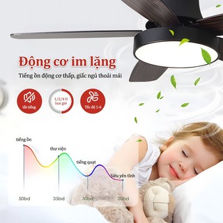Quạt trầnGogeous 3 cánh quạt trần DC quạt trần phòng khách tắt tiếng quạt trần đèn