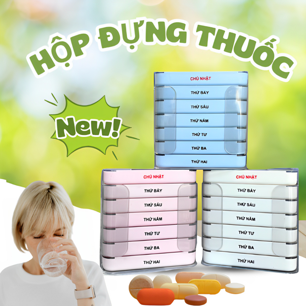 Hộp chia thuốc 7 ngày 3 buổi sáng trưa chiều tiện lợi, Hộp đựng thuốc nhựa ABS an toàn tiện lợi