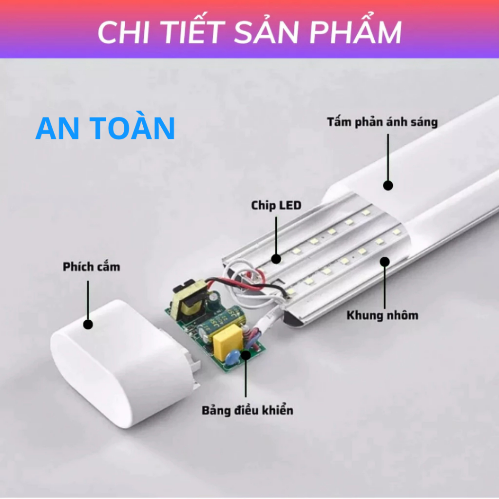 Đèn Tuýp Bán Nguyệt 1M2, 60cm Hiệu Suất Ánh Sáng Cao | Công Suất 40W 60W 100w Bảo Hành 2 Năm